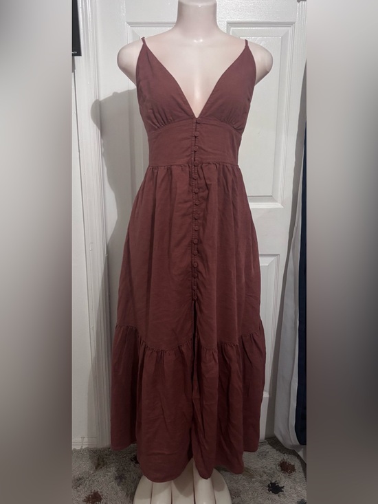 Abercrombie & Fitch Dresses & Skirts - Abercrombie & Fitch Rust Tiered Deep V Maxi Dress
